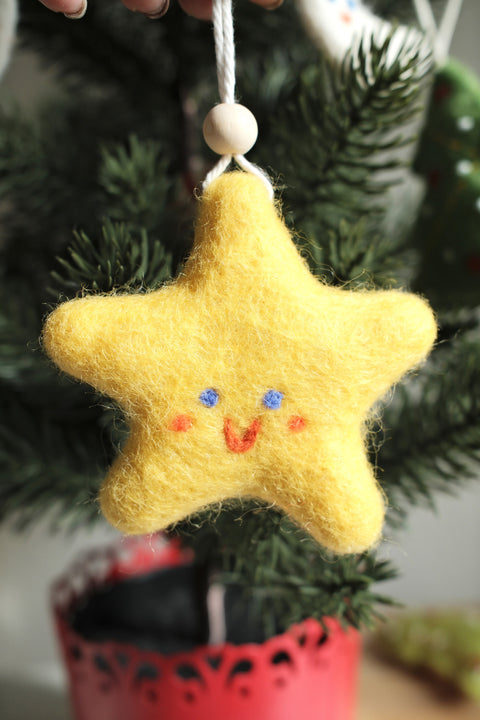 Felted Moon / Star ornaments
