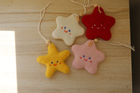 Felted Moon / Star ornaments