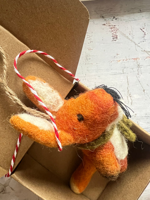 Felted Fox Ornaments