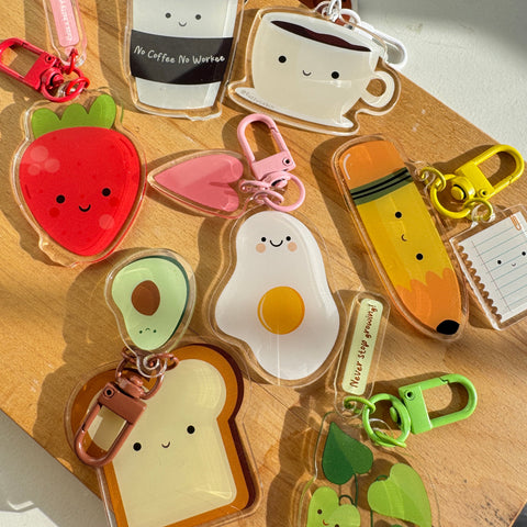 Acrylic Veggies and fruit keychain
