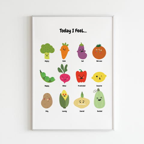 Veggie and Fruit Emotion Chart-Today I Feel... Poster 11x14 in