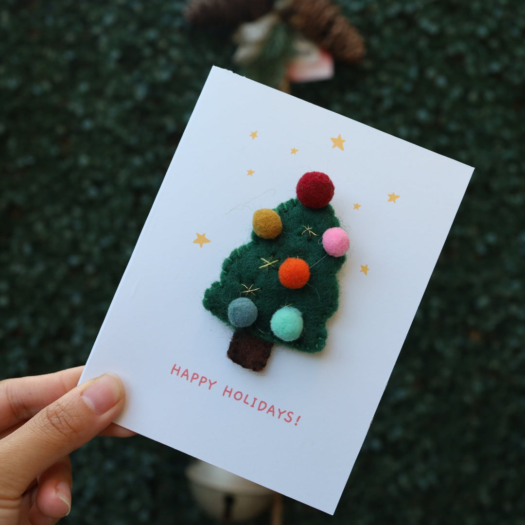 Felt Green Christmas tree Card