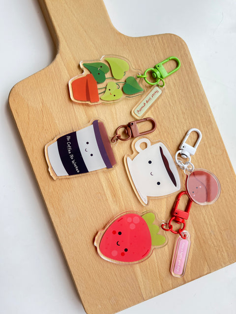 Acrylic Veggies and fruit keychain