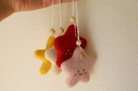Felted Moon / Star ornaments