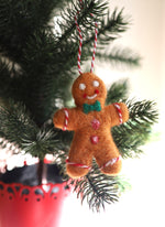 Load image into Gallery viewer, Felted Gingerbread Man Ornament
