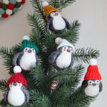 Load image into Gallery viewer, Hand Felted Penguin Christmas Decoration | Christmas Penguin Ornament | Penguin with red hat| Hanging Tree Ornament 100% Wool| Cute Penguin
