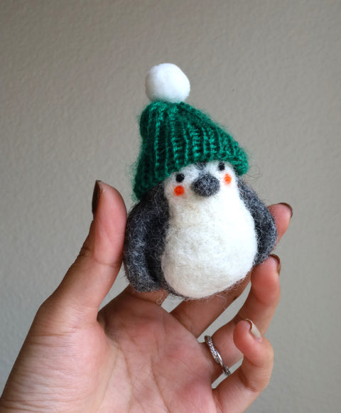 Hand Felted Penguin Christmas Decoration | Christmas Penguin Ornament | Penguin with red hat| Hanging Tree Ornament 100% Wool| Cute Penguin