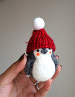 Load image into Gallery viewer, Hand Felted Penguin Christmas Decoration | Christmas Penguin Ornament | Penguin with red hat| Hanging Tree Ornament 100% Wool| Cute Penguin
