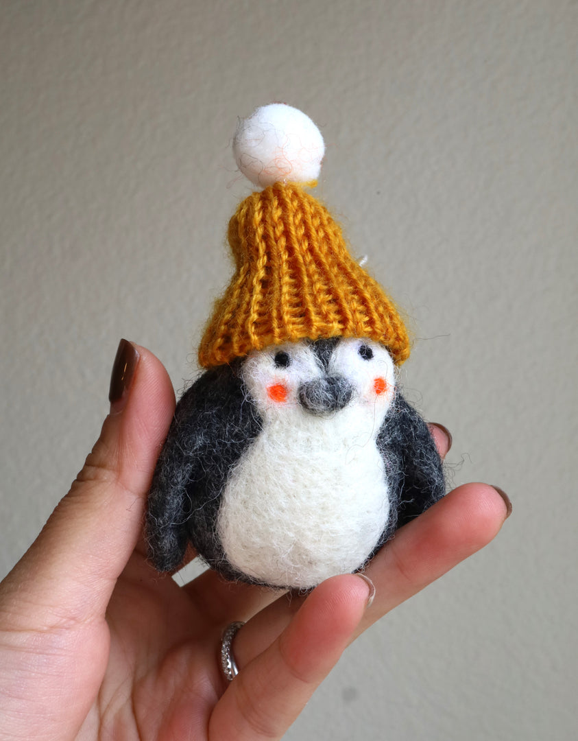 Hand Felted Penguin Christmas Decoration | Christmas Penguin Ornament | Penguin with red hat| Hanging Tree Ornament 100% Wool| Cute Penguin