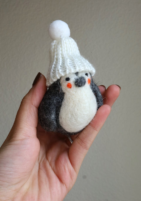 Hand Felted Penguin Christmas Decoration | Christmas Penguin Ornament | Penguin with red hat| Hanging Tree Ornament 100% Wool| Cute Penguin