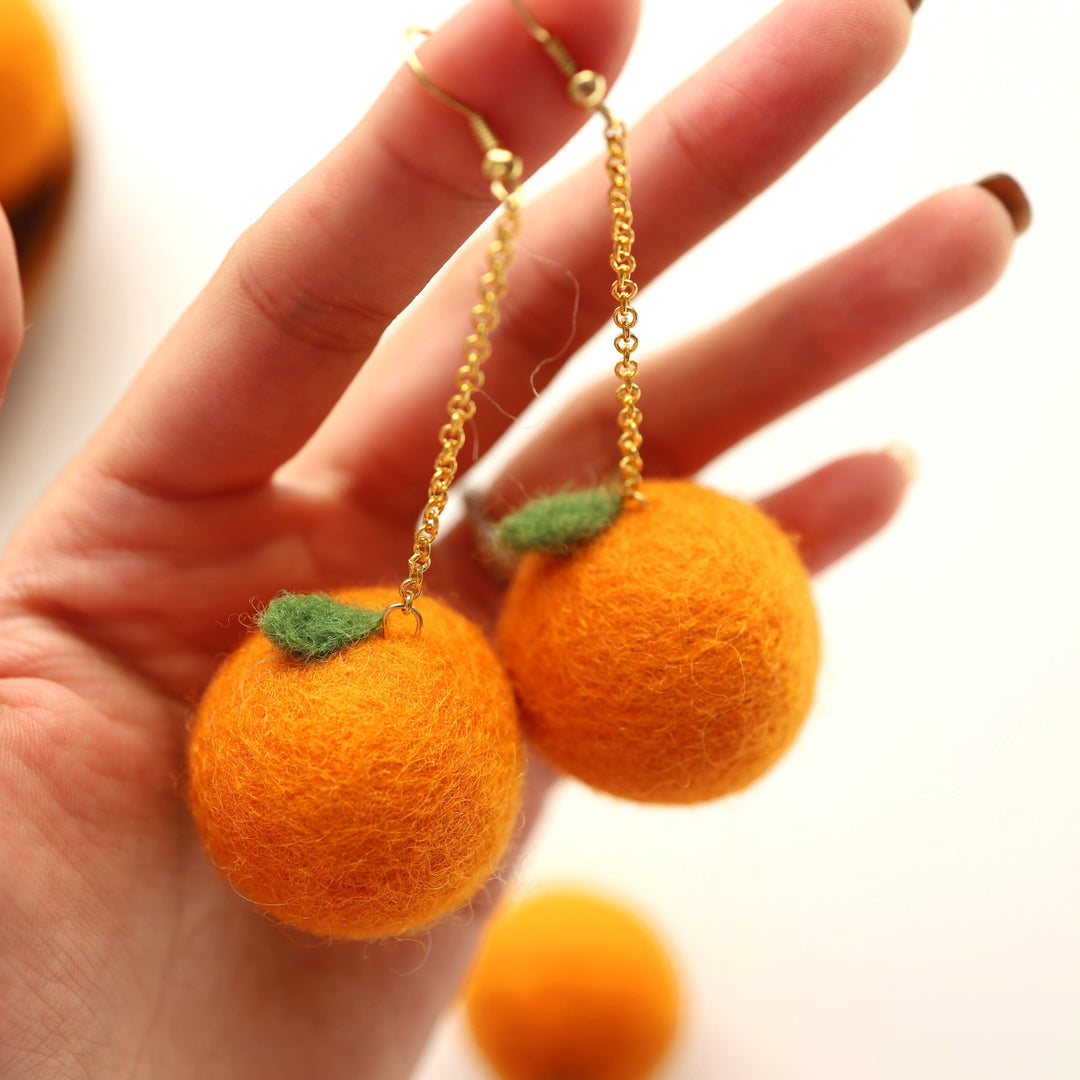 Felt Orange Earring Drop