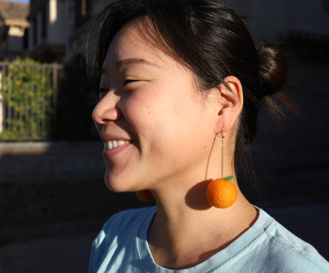 Felt Orange Earring Drop