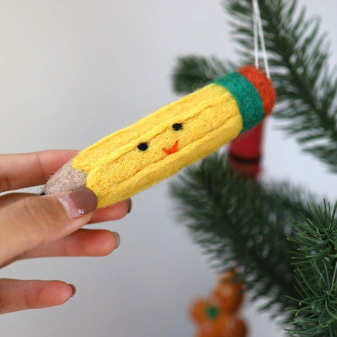 Felted Pencils Christmas Ornaments | Teacher's gift | Teacher Christmas Gift | back to school décor