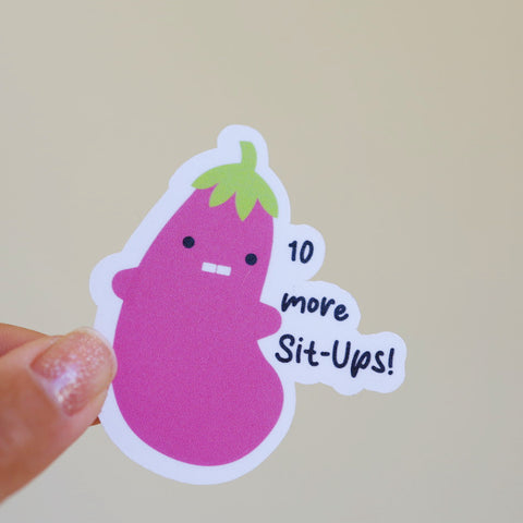 Vegetable Vinyl Sticker | 10 more sit-ups | eggplant | vegetable series