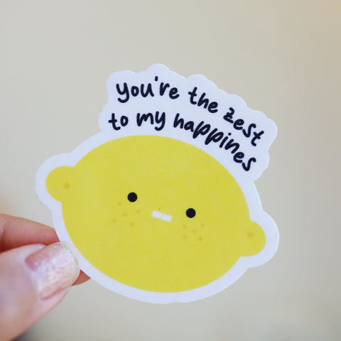 Yellow lemon Vinyl Sticker | You're the zest to my happiness | lemon | fruit series