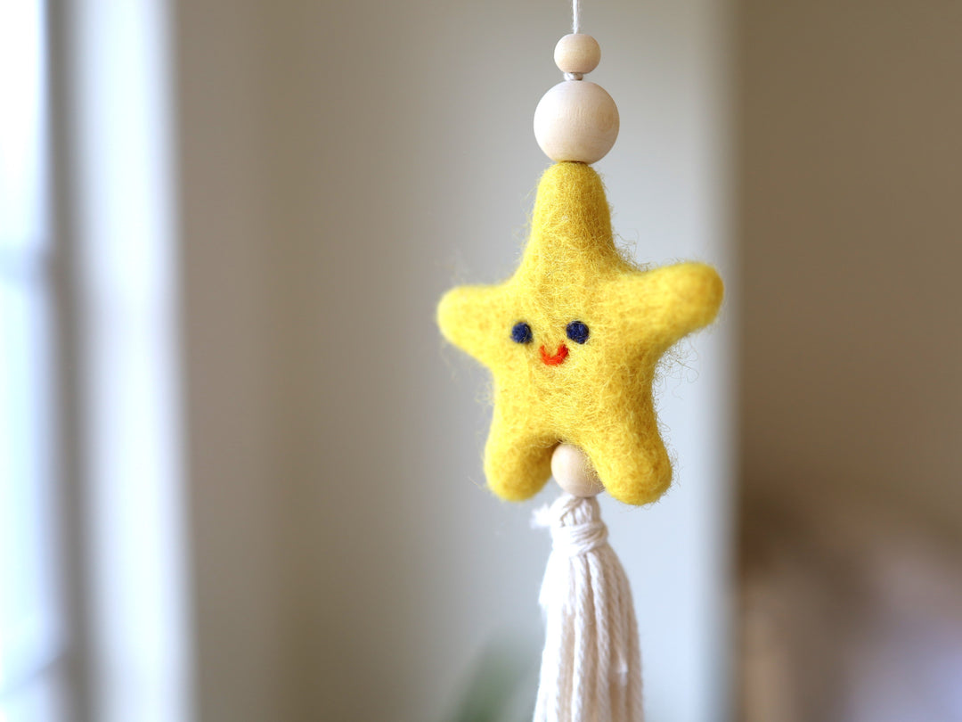 Essential Oil Diffuser - Yellow Star || Felt Wool Diffuser, Car Air Freshener, Car Oil Diffuser, Office Diffuser, Nursery décor