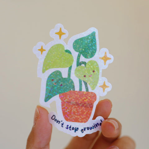 Plant Vinyl Sticker |  don't stop growing! | heartleaf plant | plant series