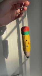 Load and play video in Gallery viewer, Felted Pencils Christmas Ornaments | Teacher&#39;s gift | Teacher Christmas Gift | back to school décor
