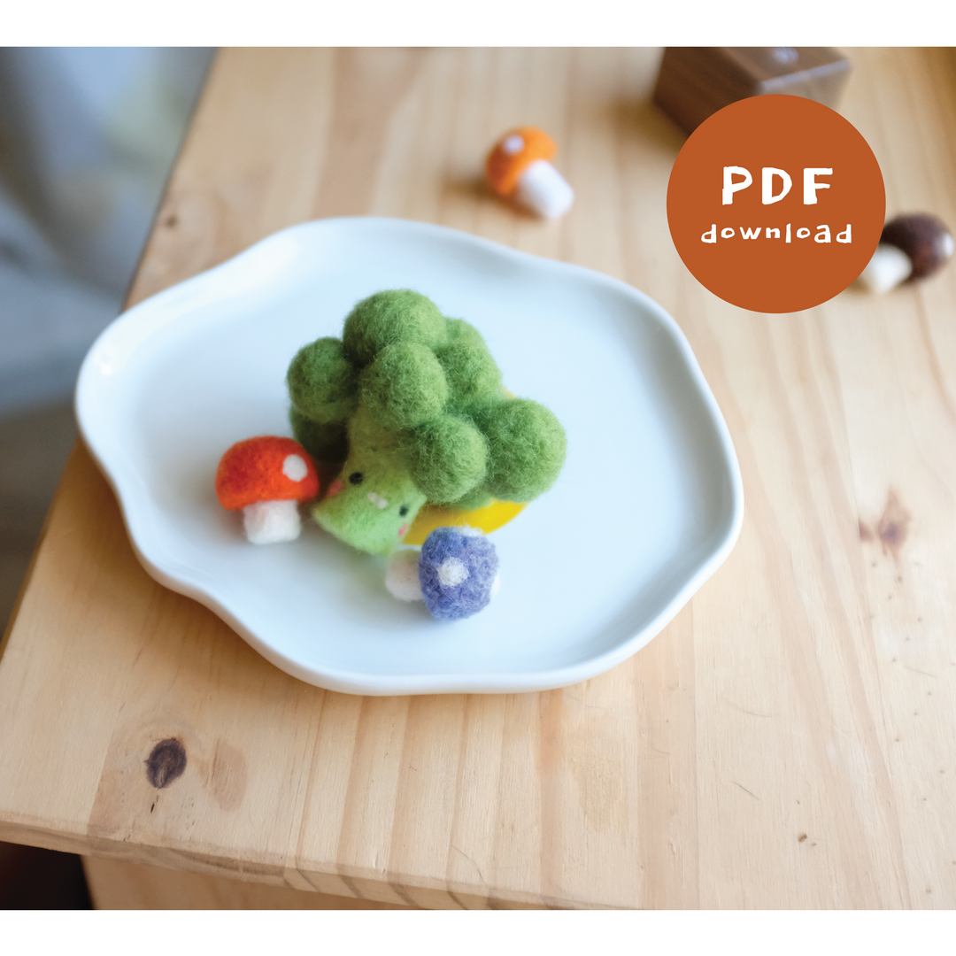 PDF Instruction - Broccoli and Mushroom needle felting kit